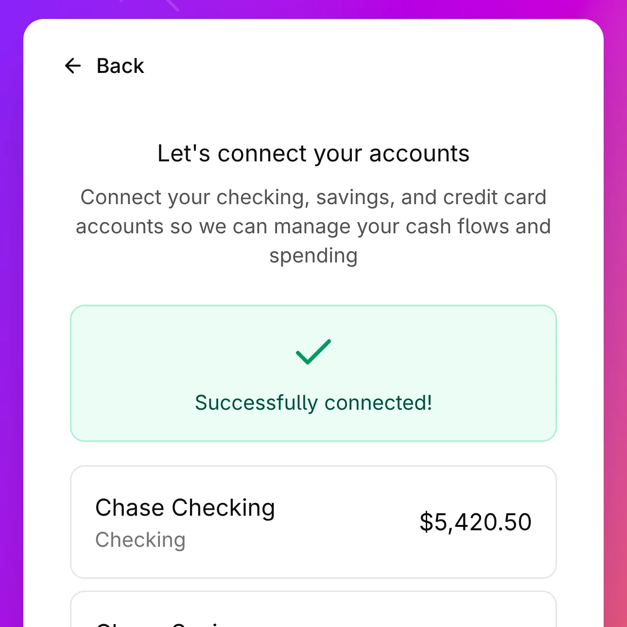 Bank accounts connected via Plaid